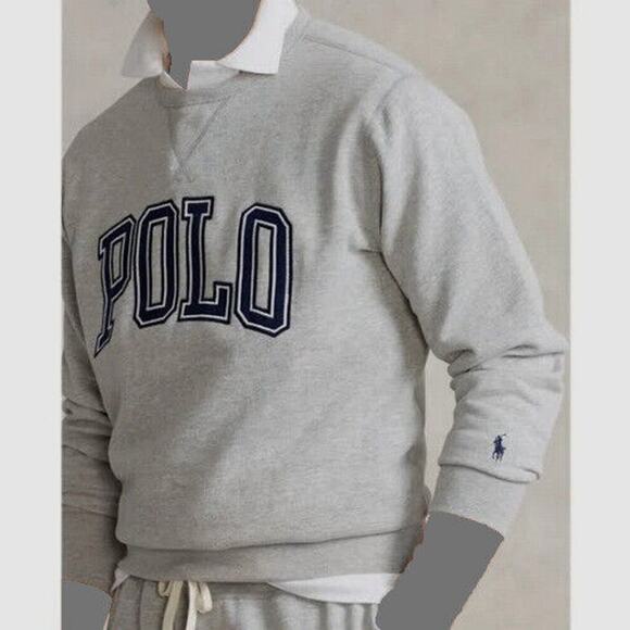 POLO Ralph Lauren Applique Logo Sweatshirt Gray Crewneck Cotton Blend Mens XL - Picture 11 of 11